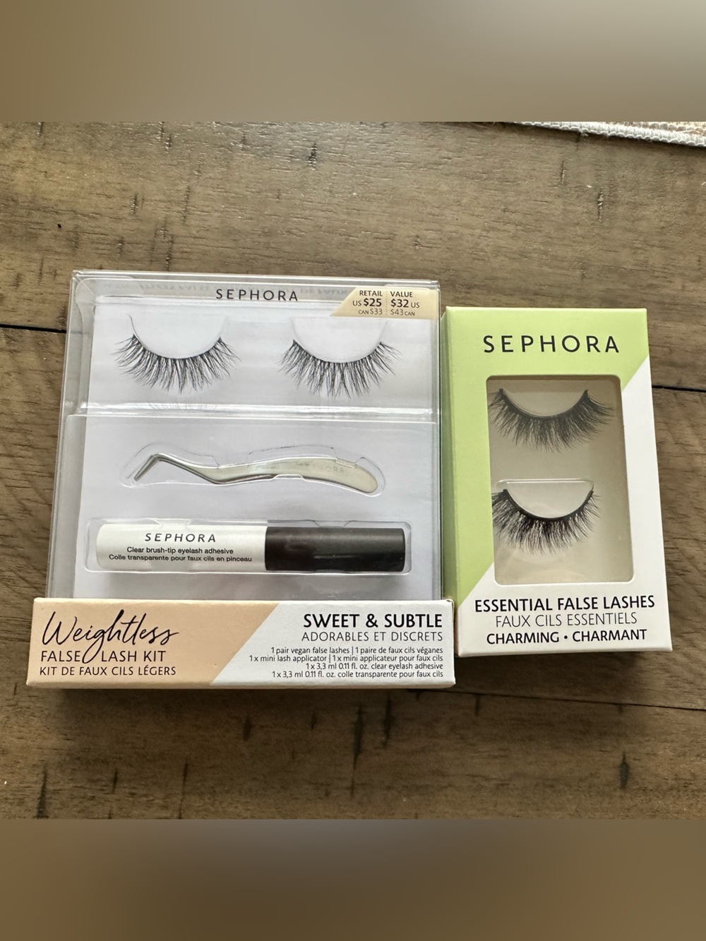 Sephora false lash kit and “charming” set